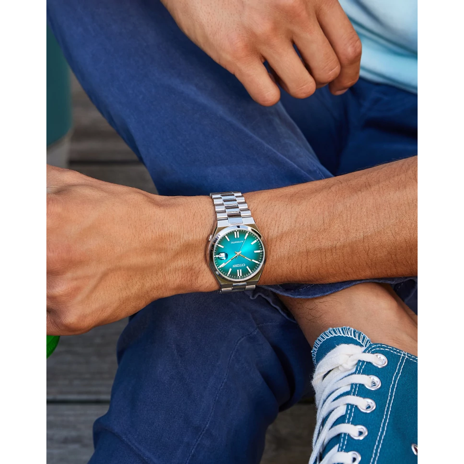 Reloj Citizen Tsuyosa con dial color turquesa caja de 40 MM automático para caballero | Elegancia Relojería